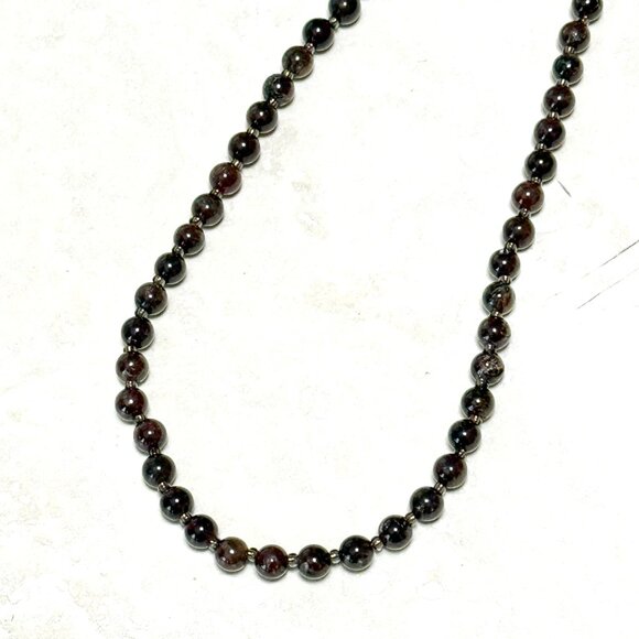 Deep Wine Red Garnet Short Necklace, Genuine Gemstone Adjustable Necklace - Picture 4 of 12